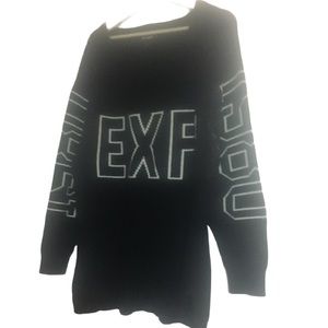 Black spell out Express sweater  front has EXP